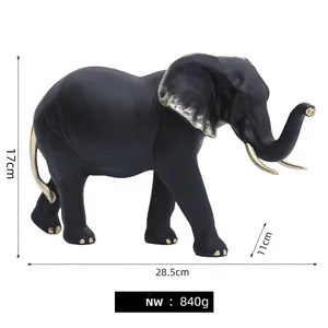 Escultura de elefante para decoración del hogar, artesanía de resina de lujo, luz nórdica