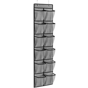 Gray 12 Grid Wall-Mounted <b>Shelf</b> Home Dormitory Hanging Storage Bag Door Rear Hanging Bag - Product Image 4