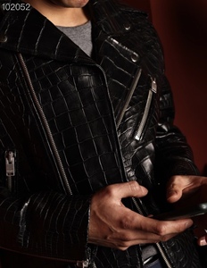 High Quality Leather <b>Jacket</b> Crocodile Black Biker Style Motorcycle <b>Jacket</b> | Classic Real Leather Fashion <b>Jacket</b> For <b>Men</b> - Product Image 1