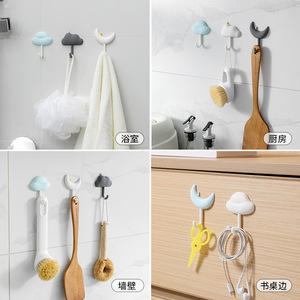 Novelty <b>Hooks</b> Cloud And Moon Shape <b>Wall</b> Mounted Heavy Duty No Drilling Kitchen Bathroom Dormitory Use - Product Image 4