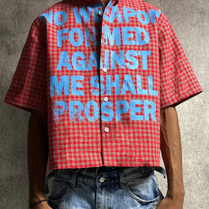 Camicie Casual Estive in Cotone a <span class=keywords><strong>Maniche</strong></span> <span class=keywords><strong>Corte</strong></span> Personalizzate DTG, Camicie da Uomo a <span class=keywords><strong>Quadri</strong></span> in Flanella con Bottoni e Taglio Boxy Cropped - Product Image 2