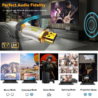 Approvisionnement d'usine OEM Plaqué Or 1m 1.5m 2m 3m 5m 7.5m 10m 8K 60HZ 4K 120HZ Câble Audio Vidéo HDMI