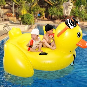 Bouée gonflable en forme de canard jaune 182x185x102cm pour enfants et adultes, pour piscine, plage, fête estivale, utilisation en extérieur - Product Image 1