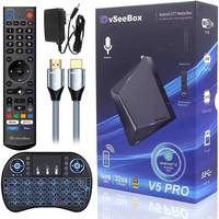 2025 V5 Pro VSee Box Octa Core RK3528 8K Kabel Mini Keyboard Backlit Remote Kontrol Suara Android 15 4GB+32GB WiFi 802.11ac