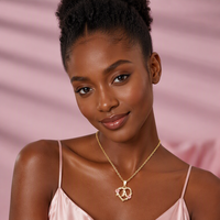 Collier pendentif cœur en laiton avec initiale A-Z, couleur or rose, motif floral, bijoux de fête, vente en gros