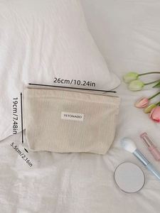 Eco Friendly Custom Logo Travel Portable Corduroy Toiletry Makeup <b>Pouch</b> Zipper Cosmetic Storage Bag Gifts <b>Make</b> <b>up</b> Bags Girl - Product Image 2