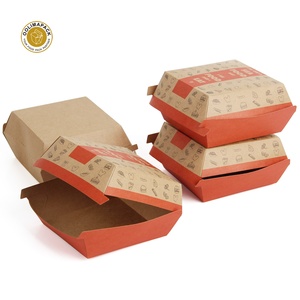 Bán Hot Dùng Một Lần Gà <span class=keywords><strong>Burger</strong></span> Hộp Kraft Biểu Tượng Tùy Chỉnh In Takeaway Bao Bì Giấy Hộp Bánh Hamburger - Product Image 2