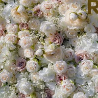 Nouvelle Arrivée Mur de fleurs artificielles 3D 5D en tissu blanc enroulable portable pour décoration de scène de mariage et de fête d'anniversaire