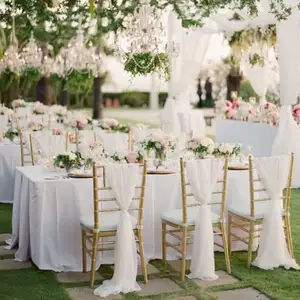 Wholesale Elegant White Chair Sashes Custom Chiffon Fabric For Weddings Bridal Parties Decor Events