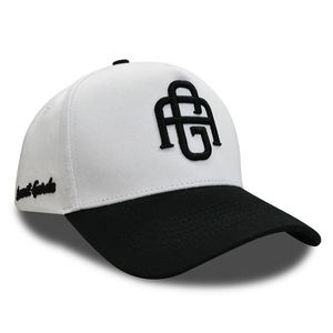 Gorra de béisbol vintage de sarga de algodón con imagen, de dos tonos, con panel rígido, bordado grueso de monograma 3D y parche lateral tejido curvo - Product Image 3