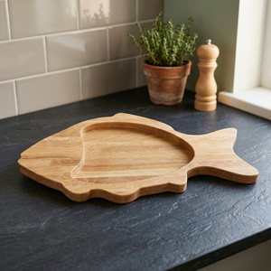 Bandeja de Madera con Forma de Pez, Plato Grabado Personalizado Hecho a Mano para Decoración de Cocina, Estilo Único, Nuevo Diseño - Product Image 1