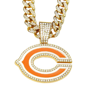 Collier en alliage Hip <span class=keywords><strong>Hop</strong></span> Chicago Bears Team, collier chaîne cubaine avec diamants - Product Image 4