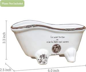 Pot de <span class=keywords><strong>plante</strong></span> d'intérieur en céramique blanche de 6 pouces, mini pot de jardinière succulente de baignoire de <span class=keywords><strong>pied</strong></span> de griffe, décor de salle de bains de petit pays français - Product Image 5