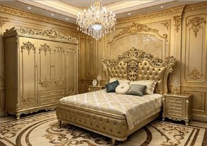 Divano Sezionale e Chaise Longue <span class=keywords><strong>in</strong></span> Legno Massello Europeo di Lusso Raffinato, Intagliato a Mano, con Rivestimento <span class=keywords><strong>in</strong></span> <span class=keywords><strong>Pelle</strong></span> Rosa, per Villa e Suite d'Hotel - Product Image 2