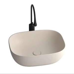 Lavabo <span class=keywords><strong>de</strong></span> Piedra Moderno y Sencillo con Acabado Mate, Forma Ovalada, para Baño, Balcón y Lavadero - Product Image 1