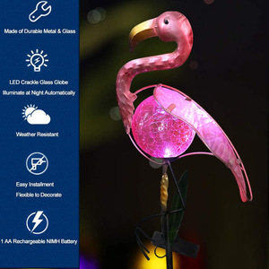 ไฟสวนโซลาร์ฟลามิงโก้ ดีไซน์แก้ว LED ตกแต่งภายนอก กันน้ำ ตั้งพื้นได้ - Product Image 2