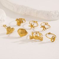 Nouvelle couleur or acier inoxydable petits Mini animaux étoile de mer coquille hirondelle tortue ouvert réglable anneau pour femmes bijoux