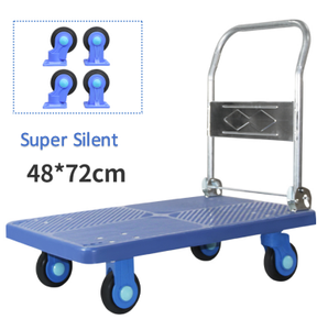 Ripiegabile del volume d'affari del carico con pianale di plastica blu fino alla capacità massima di 500kgs 4 ruote carrello per la movimentazione dei materiali - Product Image 3