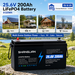 แบตเตอรี่ LiFePO4 25.6V 200Ah พร้อมระบบสื่อสาร CAN RS232 RS485 6000 รอบการใช้งาน IP65 บลูทูธ โลโก้ ความจุตามสั่ง - Product Image 2