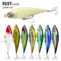 Leurre flottant en forme de crayon 130mm 48g, leurre dur de surface, technique Walk The Dog, pour la pêche au bar et au poisson-chat