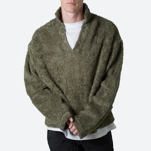 Suéter Personalizado de Forro Polar Cálido y Holgado para Hombre, Sudadera con Capucha 100% Poliéster Sherpa - Product Image 1