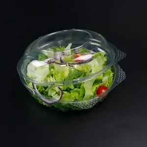 Semua dalam satu wadah Salad Custom untuk pergi mangkuk Salad plastik dengan PENUTUP UNTUK RESTORAN sekali pakai mengeluarkan mangkuk Salad