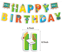 Kit de Décoration pour Fête d'Anniversaire Thème Scolaire : Bannière Mathématique, Guirlande, Décorations de Gâteau, Décorations de Cupcakes, Ballons Imprimés à l'Hélium, Cadeaux