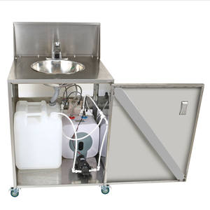 냉온 스테인리스 이동식 야외 휴대용 손 세척대 카트 (10L 온수기 전기 펌프 포함) - Product Image 1