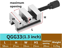 Étau de précision en acier QGG25/33/38 de 1/1,3/1,5 pouces pour fraiseuse, perceuse à colonne, tour, électro-émaillage, rectifieuse de surface