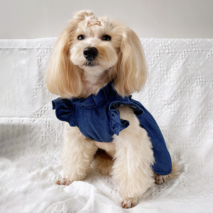 Robe en jean avec volants pour petits et moyens chiens et chats, style printemps-été, vêtements mignons pour animaux de compagnie - Product Image 1