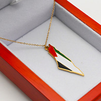 Collar con Colgante de Acero Inoxidable con Mapa de Palestina y Caligrafía Musulmana Islámica Árabe, Joyería de Moda Religiosa para Eid y Ramadán