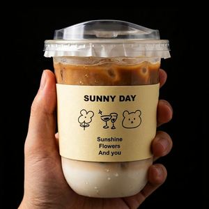 Low MOQ Ready to Ship Disposable Single Wall PET Cold <b>Cup</b> 90mm 500ml Clear Custom UV Printed <b>Drink</b> <b>Cup</b> Straw Set Takeaway - Product Image 1