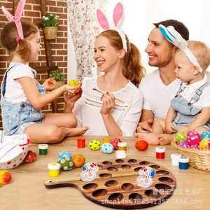 Huifa Wooden Egg <b>Storage</b> <b>Tray</b> Round With Handle Acacia Wood Divided Freshness Preservation Kitchen Use - Product Image 3