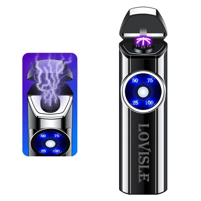 Lovisle Tech Dual Arc Electric Lighter 2 in 1 Windproof Plasma Portable USB Rechargeable Cigar Lighter