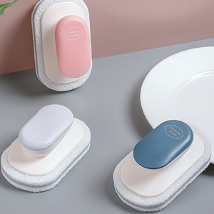 Esponja de Limpieza de Poliéster con Mango, Cepillo de Limpieza Multiusos Duradero para Fregar Ollas, Lavar Platos y Limpiar Azulejos - Product Image 1