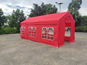 TUOYE abri d'auto portable cadre en acier rouge tente de stationnement de voiture extérieure chapiteau auvent pour mariage cadre en <span class=keywords><strong>bois</strong></span> et métal traité sous pression - Product Image 2