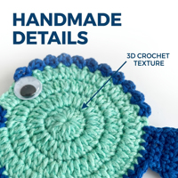 Sous-verre en crochet fait main en forme de poisson, dessous de verre absorbant en tricot, décoration de table sur le thème de l'océan, cadeau de pendaison de crémaillère