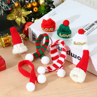 Mini pendentif décoratif de Noël rouge vert poupée Cactus scène de vacances décoration de scène de vacances avec Mini chapeau et écharpe
