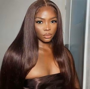 Encaje suizo <span class=keywords><strong>Vietnam</strong></span> mujeres encaje completo Frontal pelucas de cabello humano largo naranja recto Jerry Curl y onda profunda encaje transparente - Product Image 2