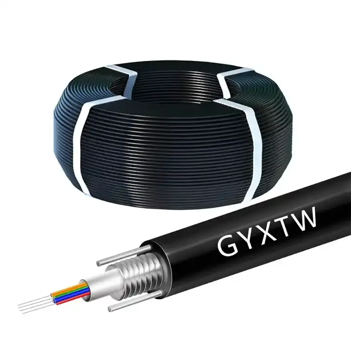 Tanghu Singlemode G652D kabel serat optik Armoured, kecepatan tinggi Rohs 80x40 kertas termal 8,8 luar ruangan GYXTW 8 Core