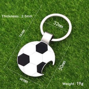 Soccer Ball Shape Zinc Alloy Bottle Opener Keychain Fashion Round Metal <b>Key</b> <b>Ring</b> Silver Color - Product Image 2