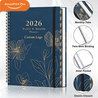 Carnet de notes relié en cuir avec fermeture élastique, couverture en papier couché, agenda de bureau, journal hebdomadaire daté 2027