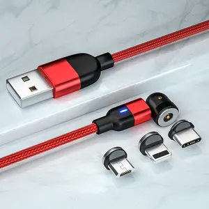 540หมุน Usb สายแม่เหล็กไนลอนถัก3 In 1สายแม่เหล็กชาร์จเร็ว3A ประเภท C สายชาร์จ