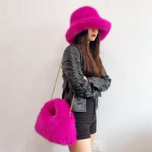 Y2K Autumn Winter Women's <b>Hats</b> and <b>Bags</b> Faux Fur Bucket <b>Hat</b> Cow Printed Plush Warm <b>Hat</b> Holiday Bucket <b>Hat</b> - Product Image 4