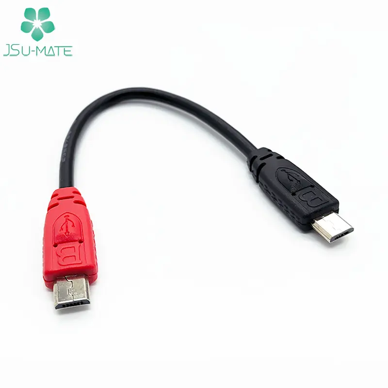أسود أحمر المصغّر USB 5 دبوس اثنين اللون المزدوج كابل مخصص الذكور الحبل قصيرة المصغّر USB كابل يو اس بي 5 دبوس كابل
