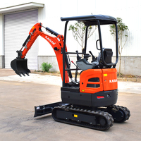 Miniexcavadora KAISAN de 2 y 3 Toneladas con Motor Kubota Diésel, Control Piloto y Cabina Cerrada para Construcción Profesional