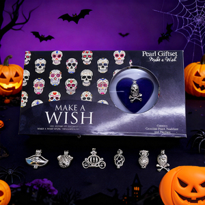 Halloween 2026 mode liontin kalung tengkorak liontin gaya Gotik Berharap mutiara tiram kotak hadiah AAA 6mm mutiara kemasan vakum - Product Image 1
