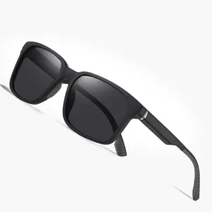 Retro Rectangle Black TR Frame Dark Lens Sunglasses Custom Logo Rubber Tips Men Women Polarized Sunglasses 2024 UV400