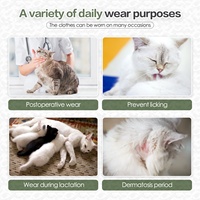 Combinaison de récupération pour chat traditionnelle en coton et élasthanne à motif quadrillé, respirante, anti-léchage, pour post-stérilisation et sevrage, S/M/L