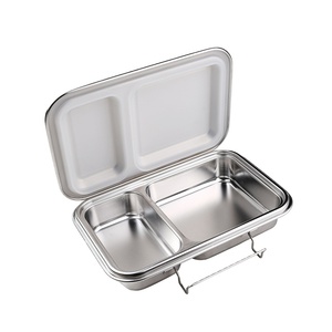Boîte à lunch pour enfants en acier inoxydable sans BPA, durable, écologique, rectangulaire, sans <span class=keywords><strong>plastique</strong></span>, 2 compartiments, 670 ml, anti-fuite - Product Image 6